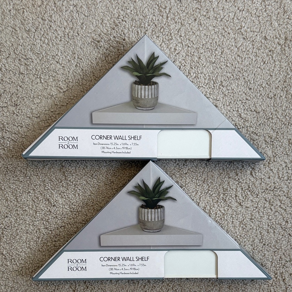 Room 2 Room White Corner Wall Shelves - Set of 2